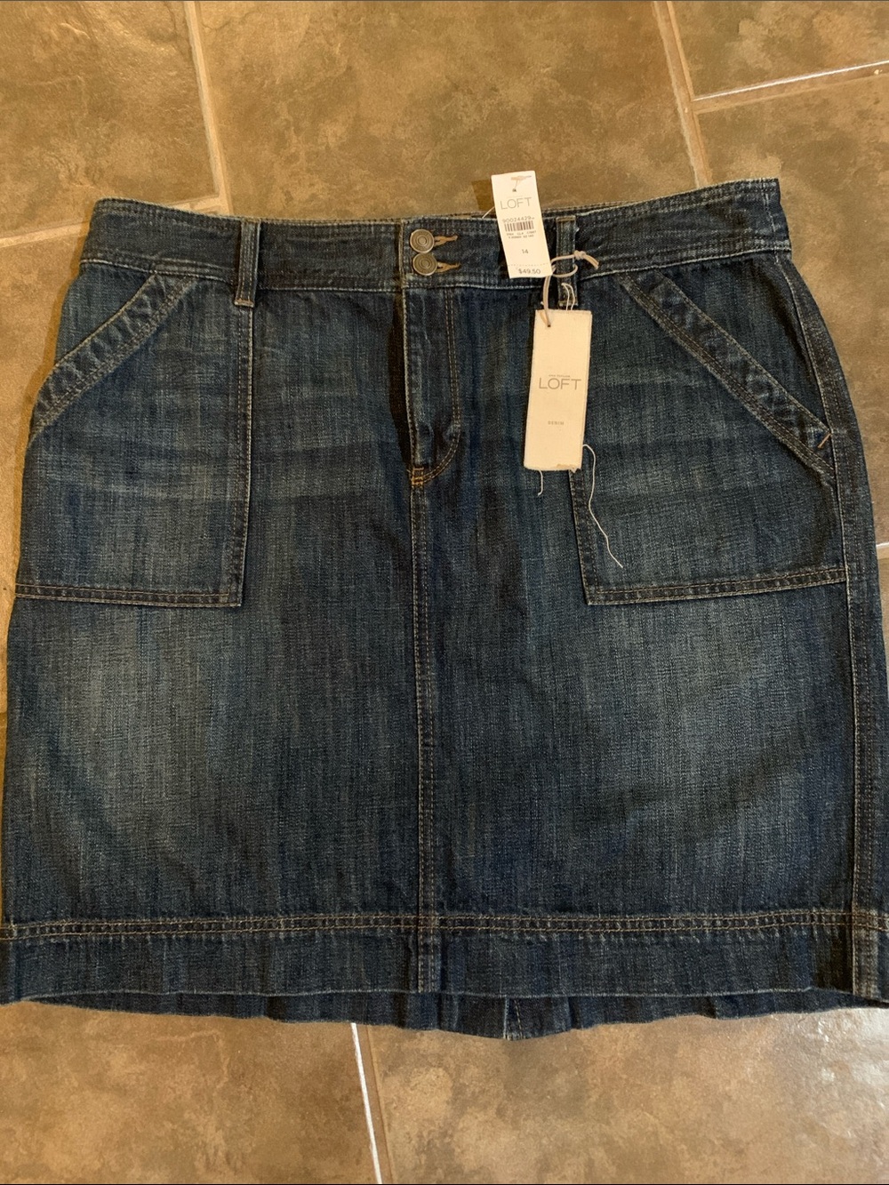 LOFT Women’s Size 14 Indigo Denim Mini Skirt with Front Pockets NWT
